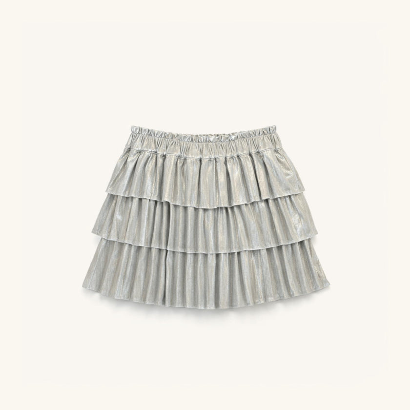 Ruffle Skirt in Silver Metallic