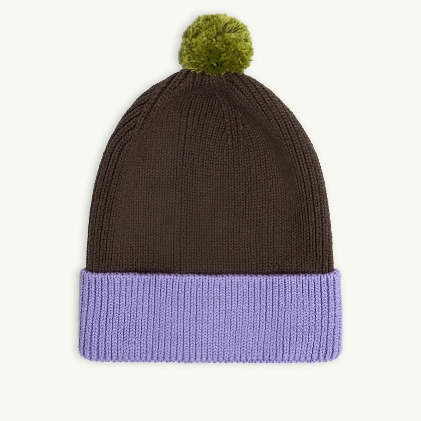 children's cotton beanie - lilac & brown