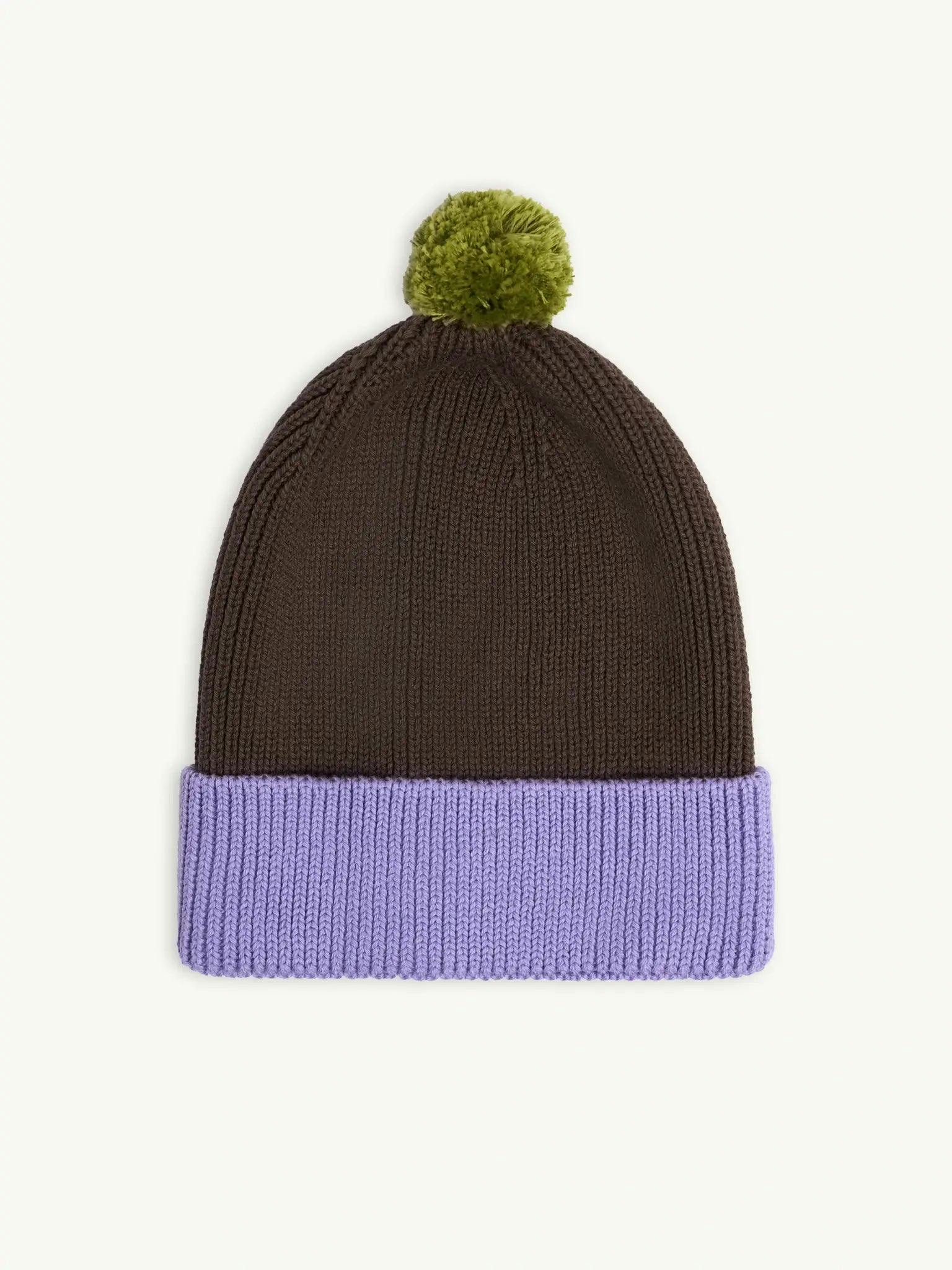 children's cotton beanie - lilac & brown