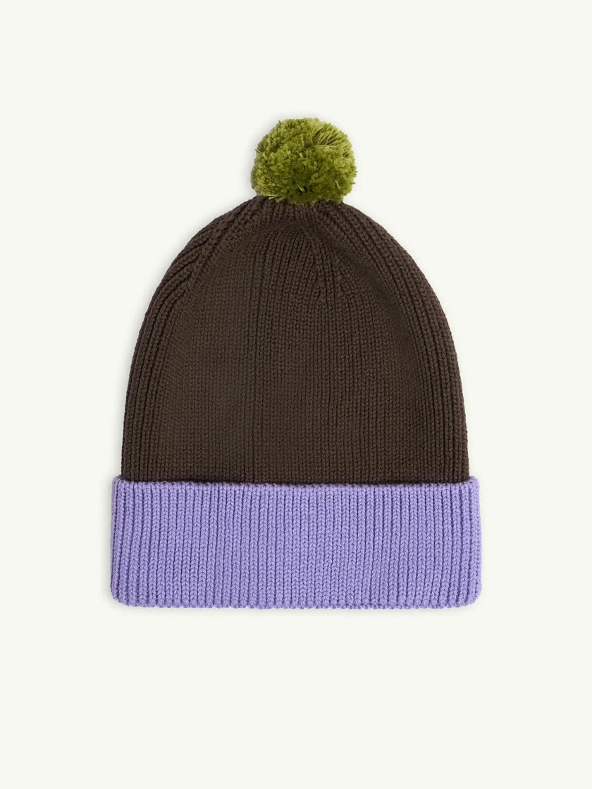children's cotton beanie - lilac & brown