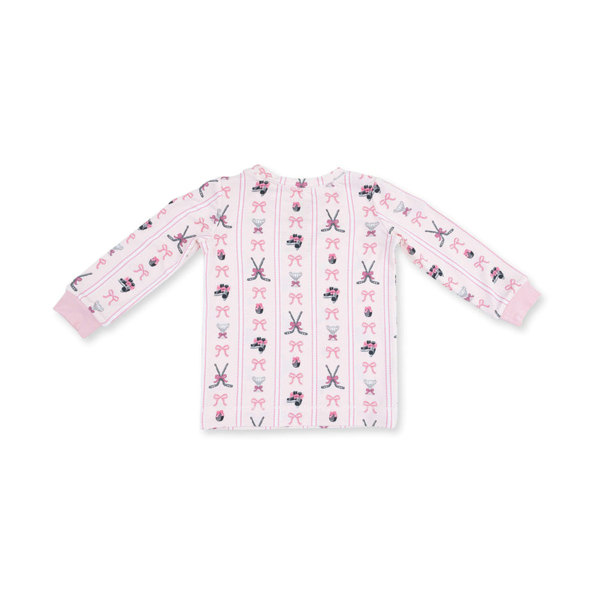 Megan's Bowtiful Hockey Stripe - Long Sleeve Loungewear Set