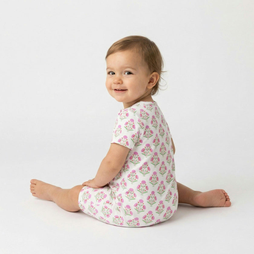 Pink Posy Short Sleeve & Shorts Bamboo Sleeper
