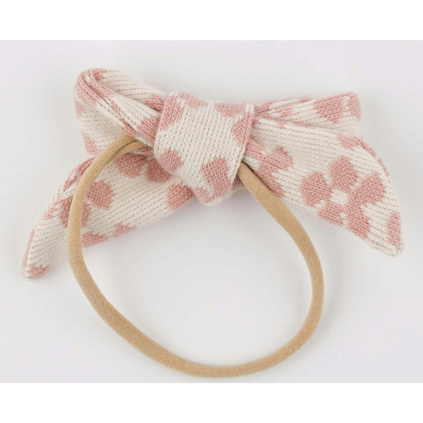 Mod Flowers Tie Bow Nylon Headband