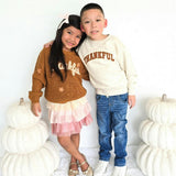 Thankful Patch Varsity Thanksgiving Sweatshirt
