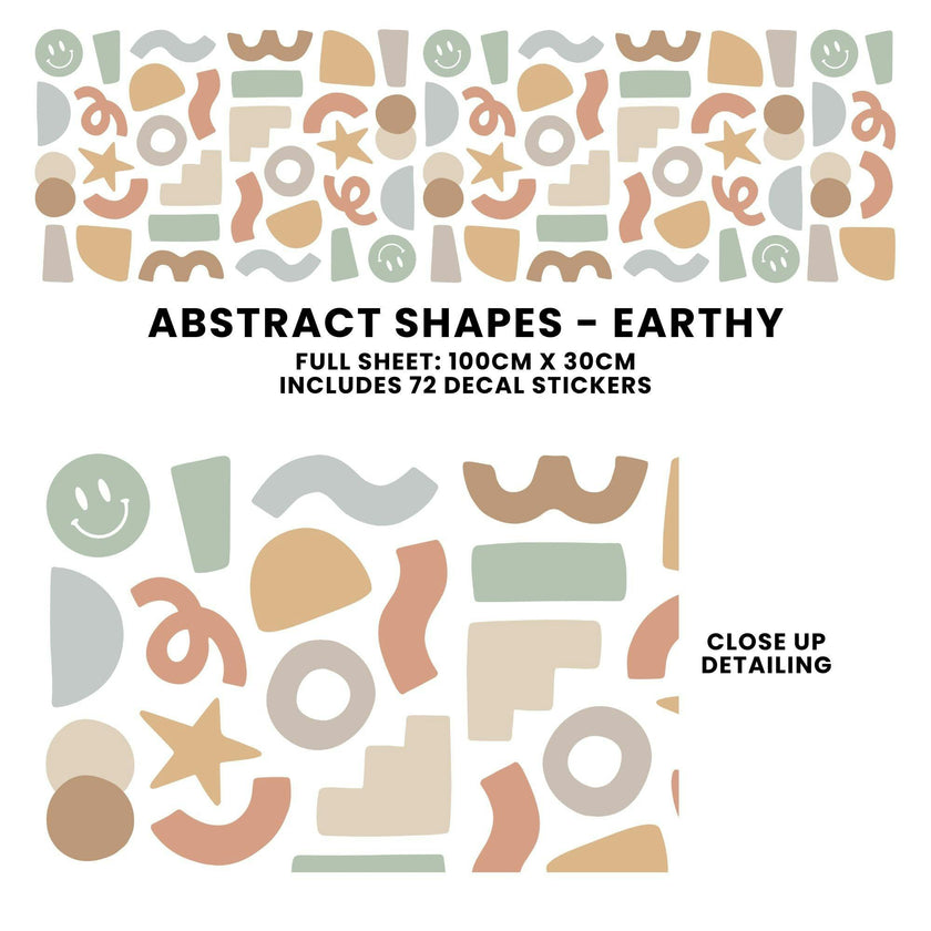 Peel & Stick Fabric Wall Stickers - Abstract Shapes (Earth