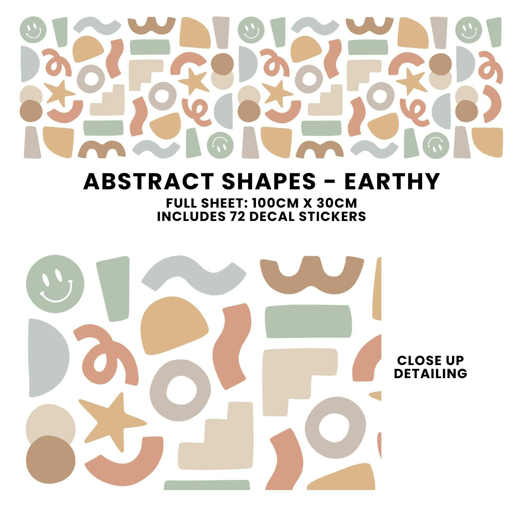Peel & Stick Fabric Wall Stickers - Abstract Shapes (Earth