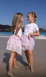 Iridescent Shimmer Sequin Skirt Pink