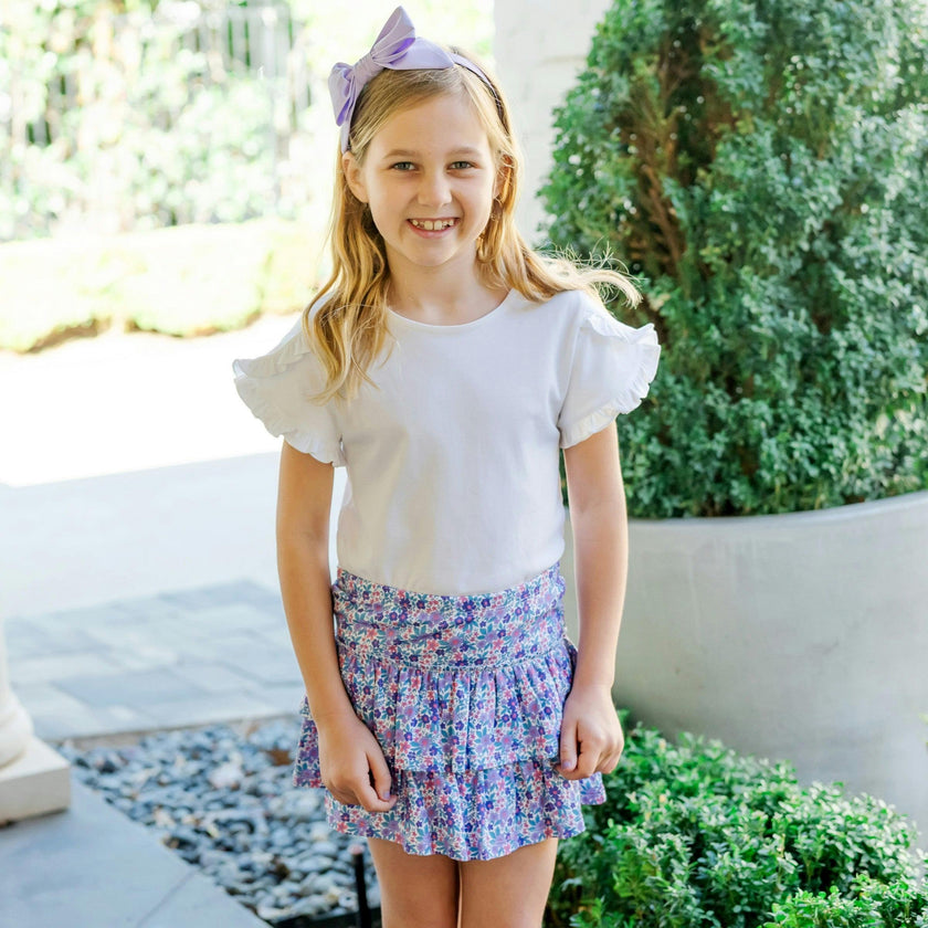 Maggie Girls' Tiered Skirt Blackberry Floral