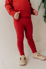 Girls Basic Leggings in Berry Red