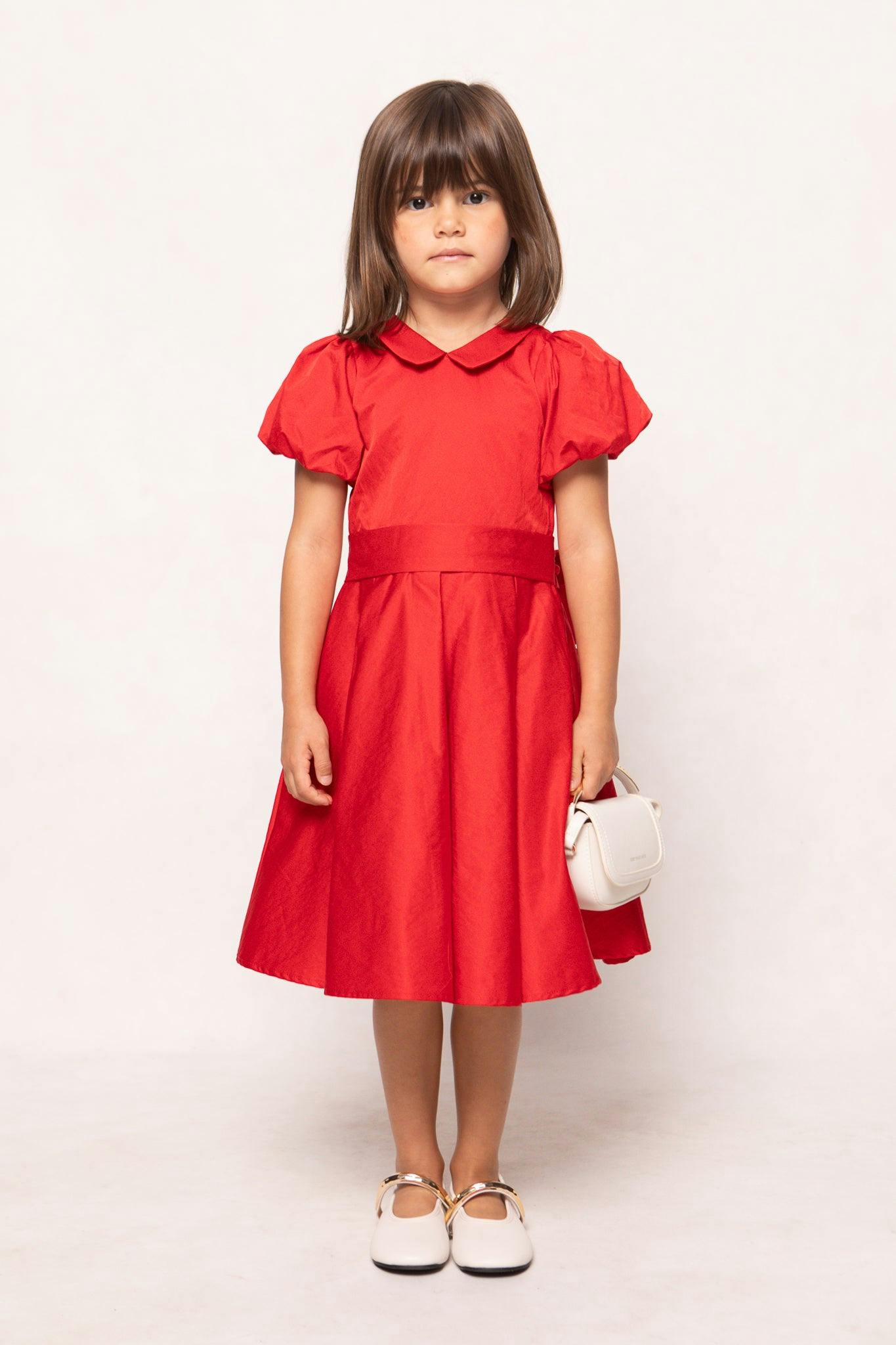 Mini Wrenley Dress in Red Taffeta