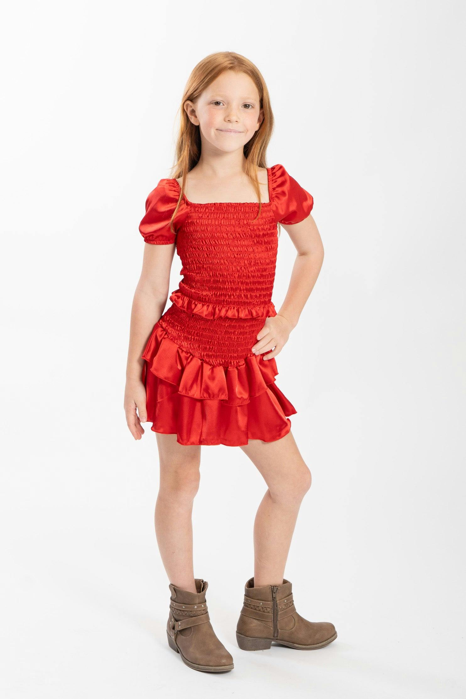 Kids Amber Smocked Ruffle Dress