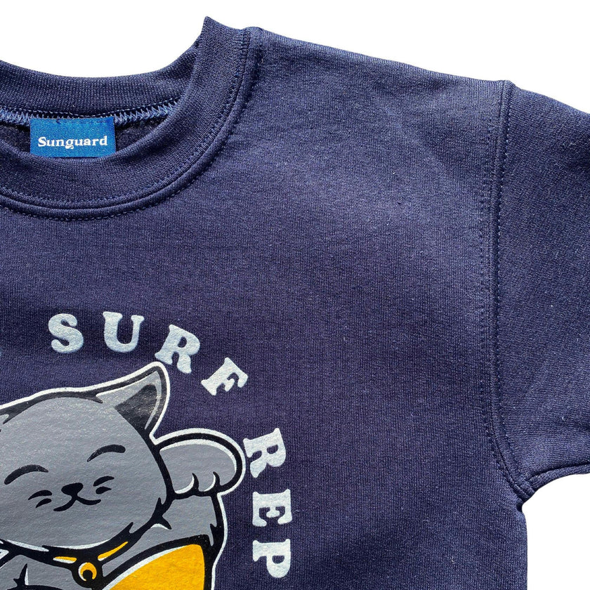 Kids’ Sunset Crew Sweatshirt - Surf Cat