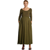 Maeve Round Neck Long Sleeve 4-Way Stretch Maternity Dress, Green