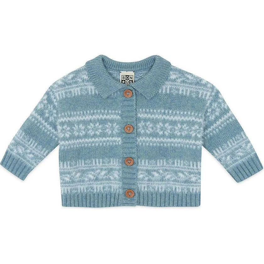 BONTON Lucien Baby Cardigan - Bleu Frost