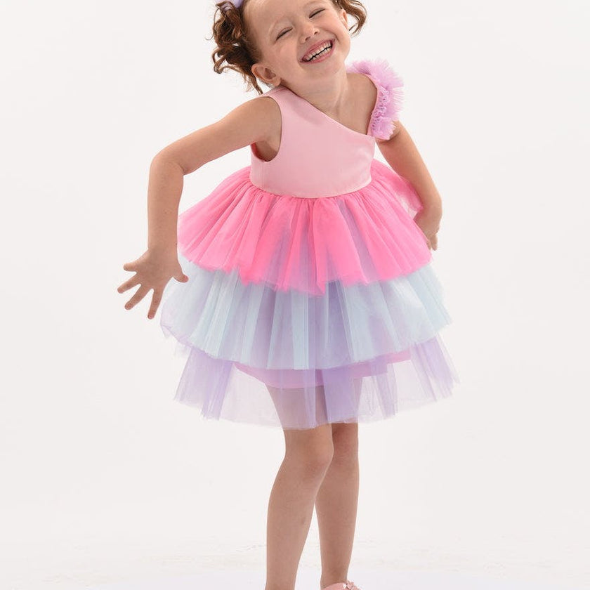 Pink Cakepop Multicolor Layered Tulle Dress