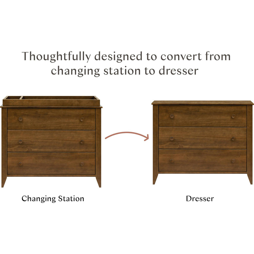 Sprout 3-Drawer Changer Dresser with Removable Changing Tray in Natural Walnut