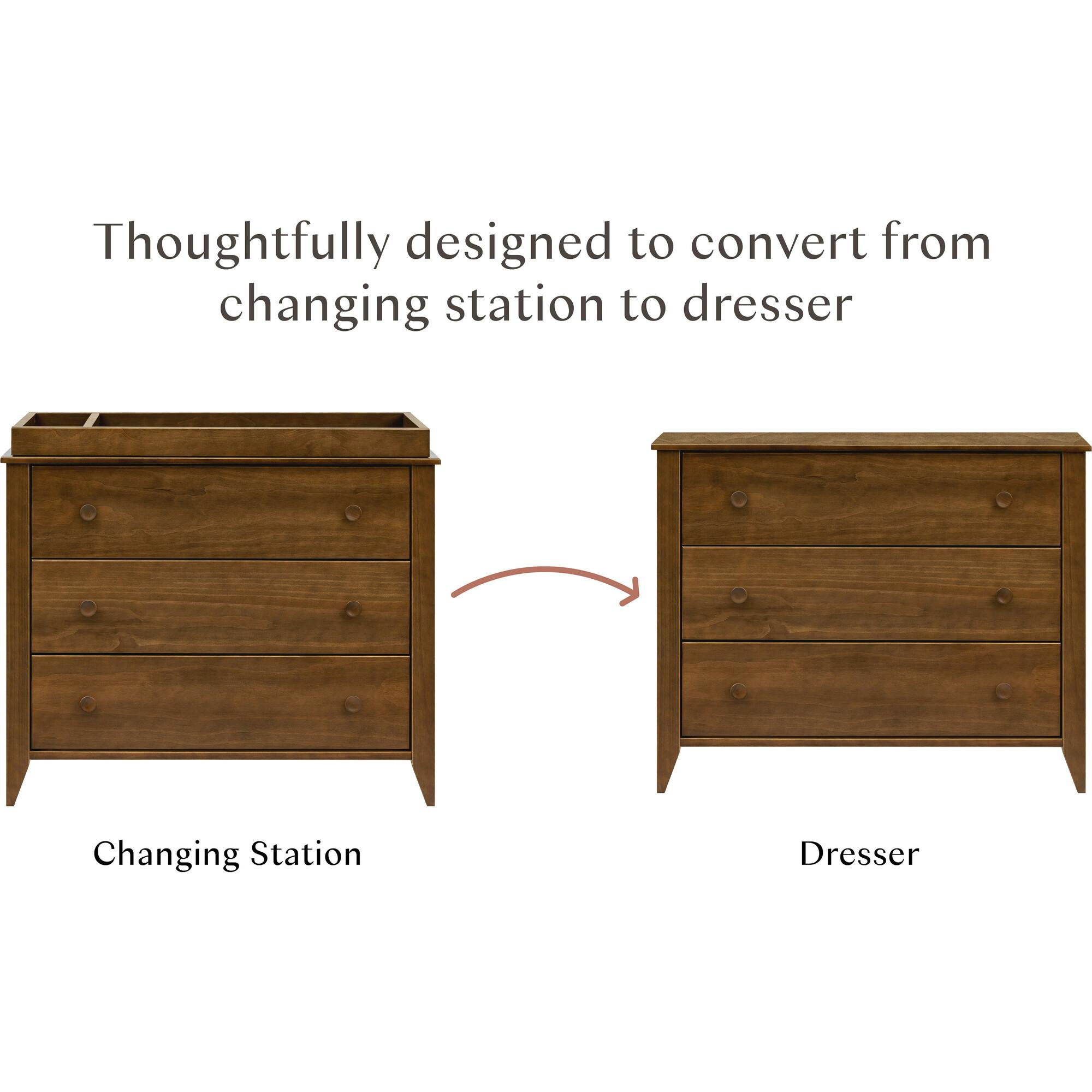 Sprout 3-Drawer Changer Dresser with Removable Changing Tray in Natural Walnut