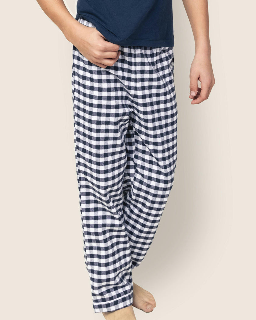 Kid's Twill Pajama Pants in Navy Gingham