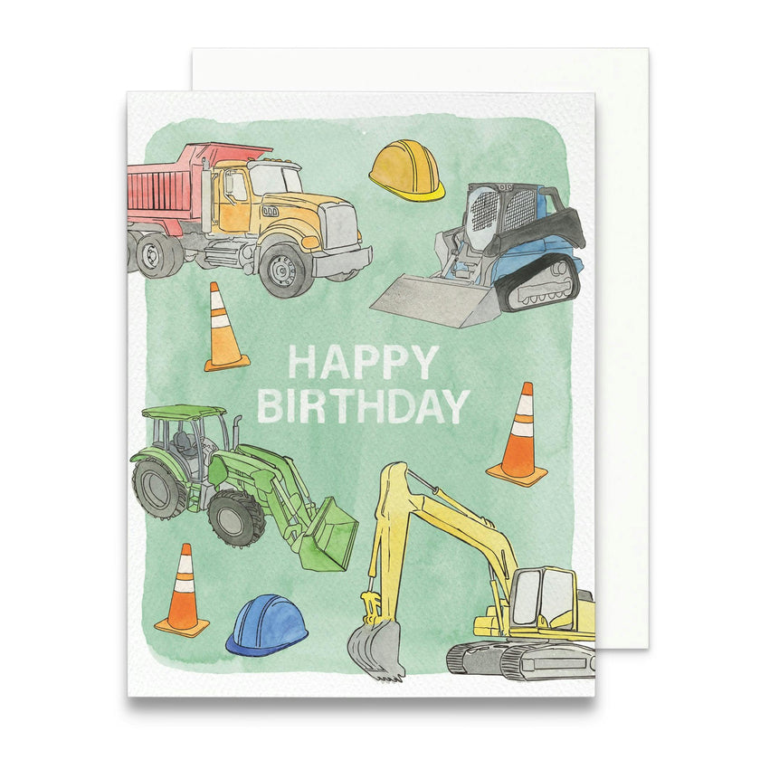 Construction Trucks Birthday Greeting Card