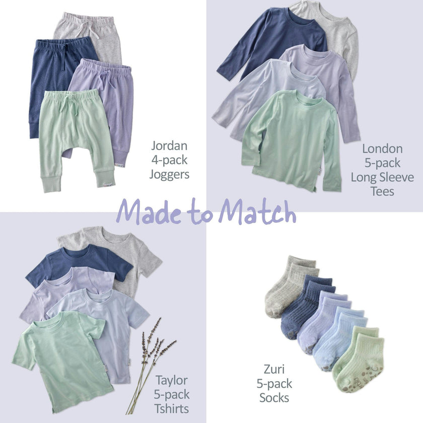 AURORA 4-Piece Crew Neck Ruffle Sweatshirt and Jogger Set