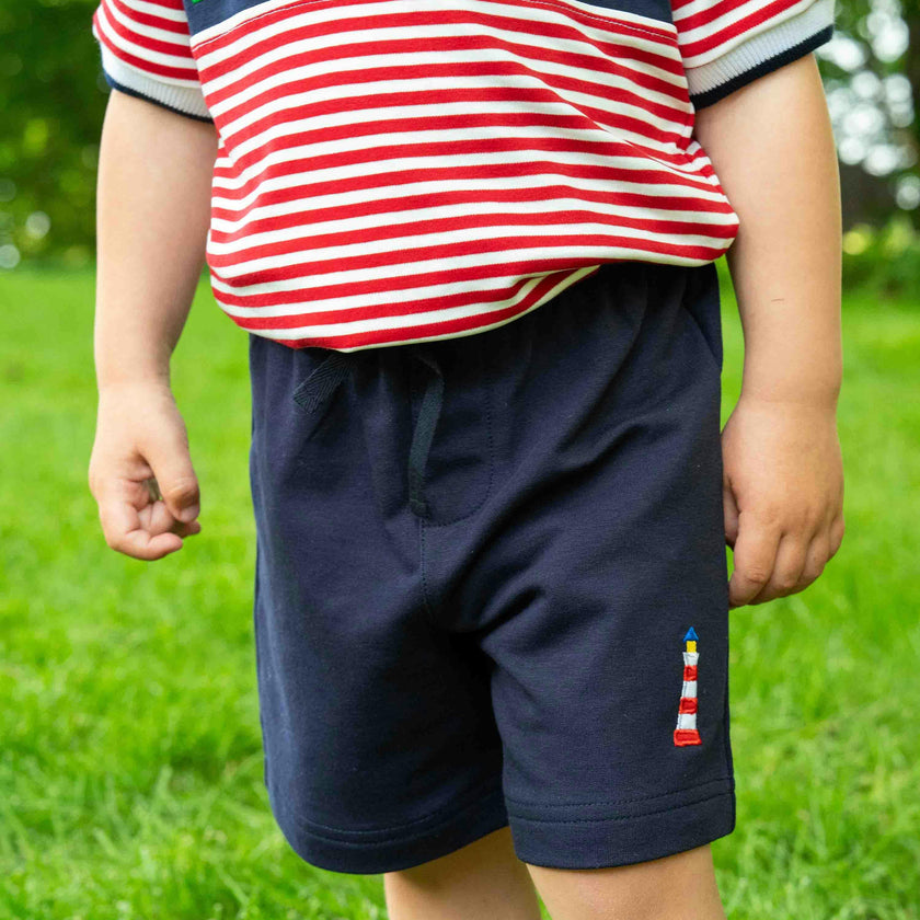 Knit Short Set With Nautical Appliqué