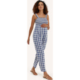 Women's Maternity Marais Plaid Smocked Bust Sleeveless Strap Jumpsuit, Plaid