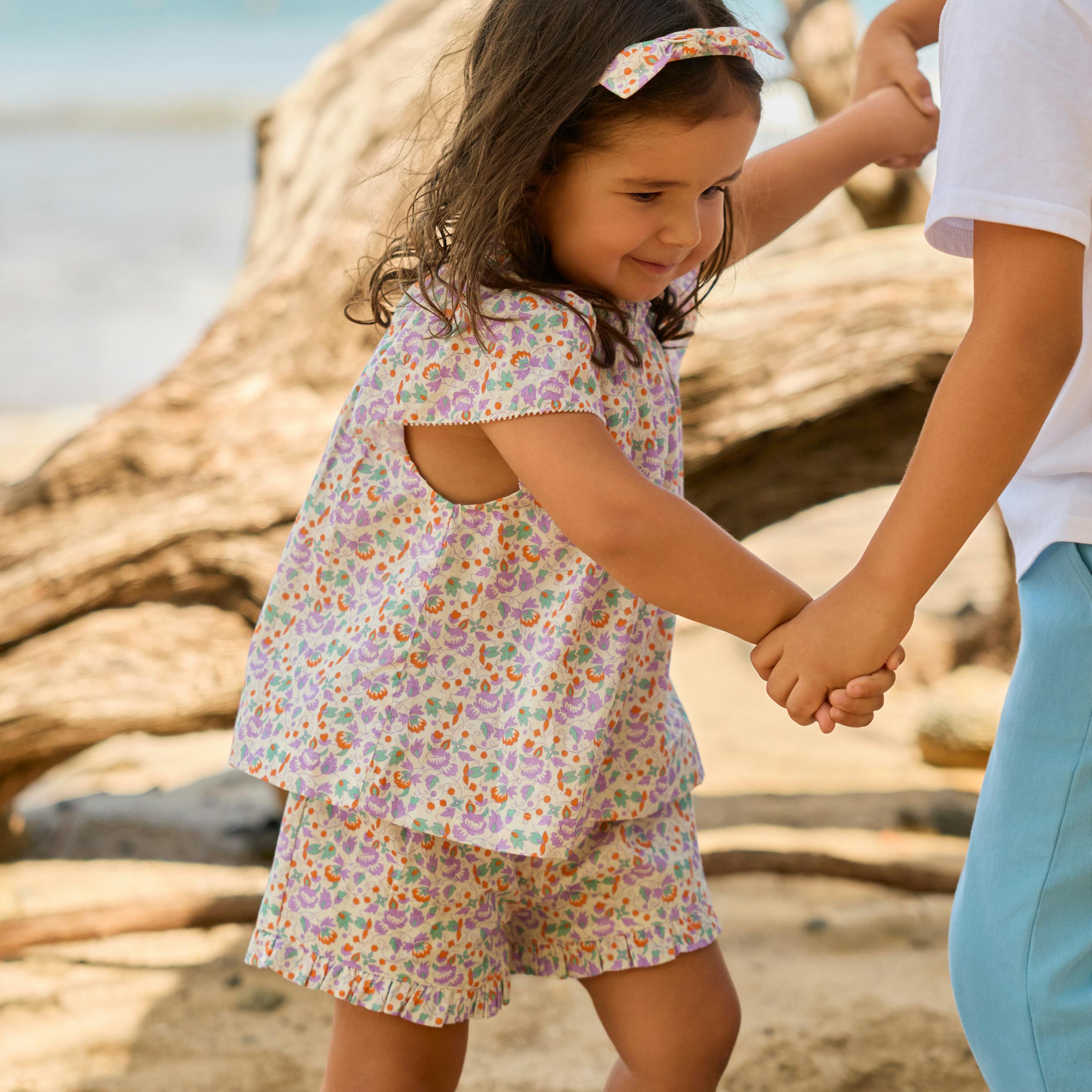 girls orchid floral flutter sleeve tank set