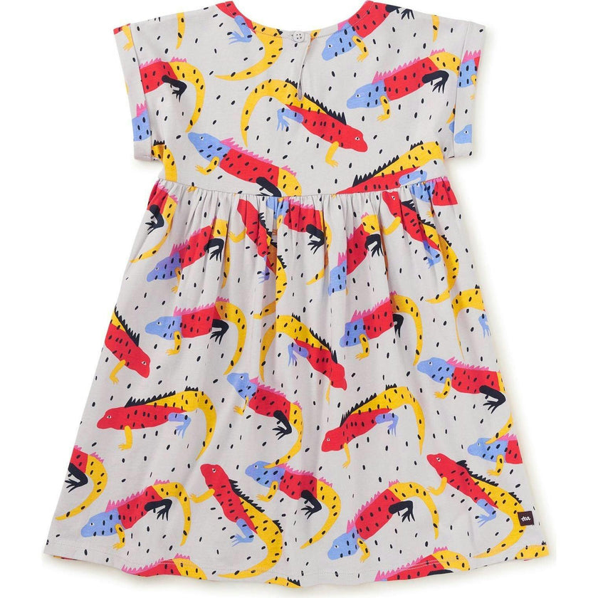 Short Sleeve Empire Dress, Grey