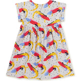 Short Sleeve Empire Dress, Grey