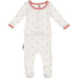 Sun Print Footie, White/mauve