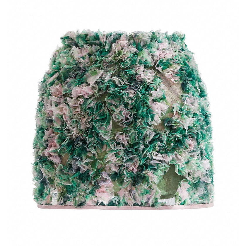 Green Zinnia Textured Skirt Set