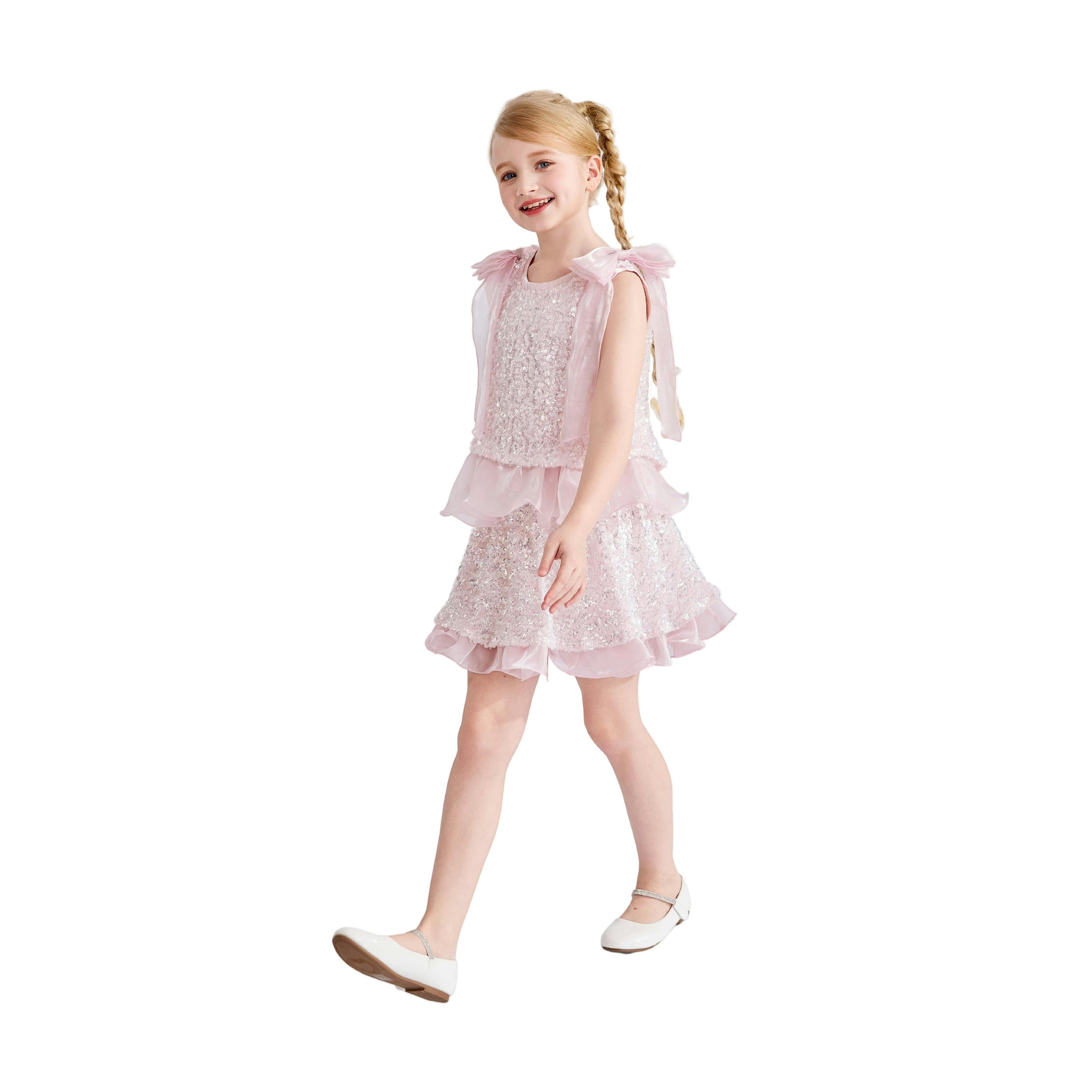 Pink Althea Glitter Ruffle Skirt Set