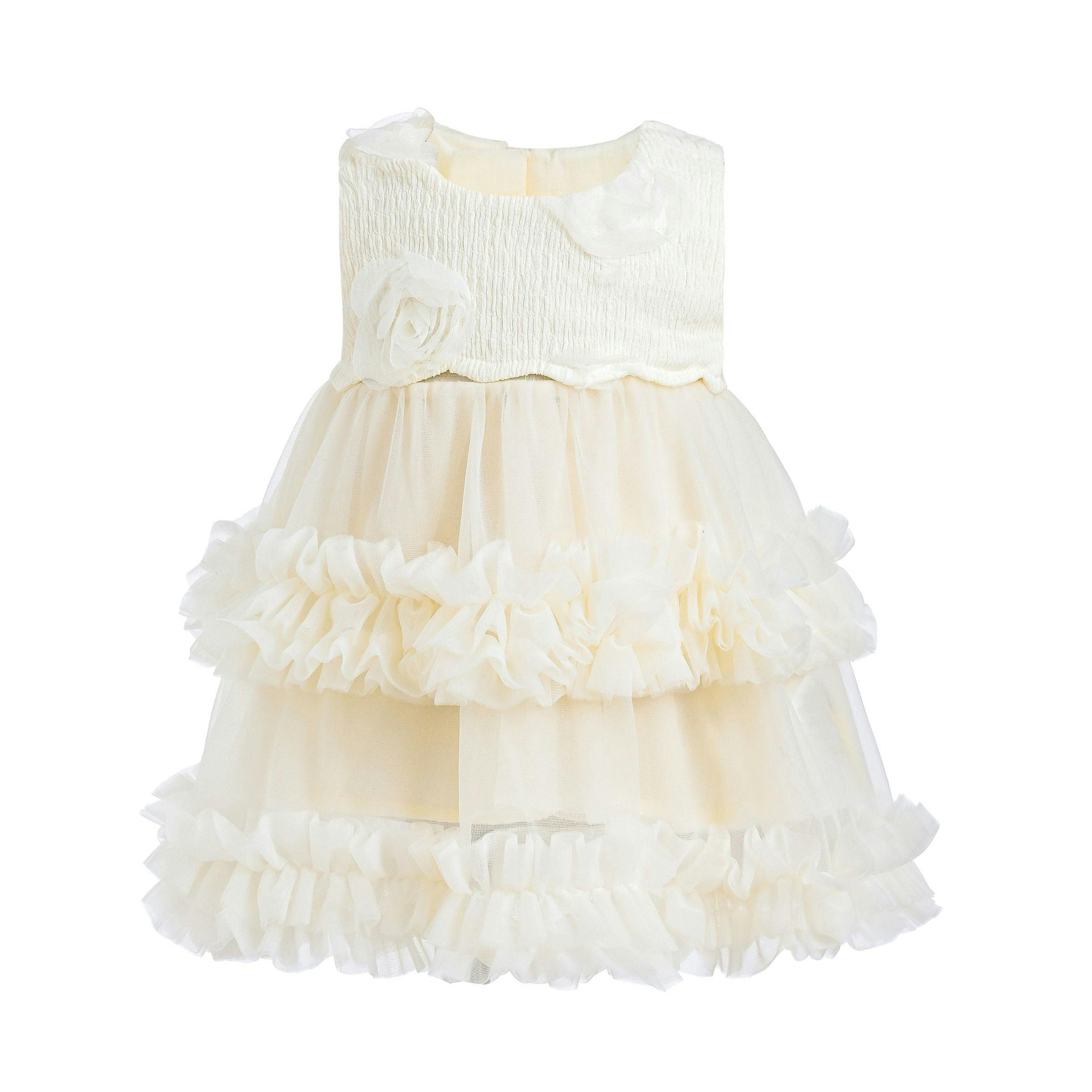 Ivory Flower Layered Tulle Dress