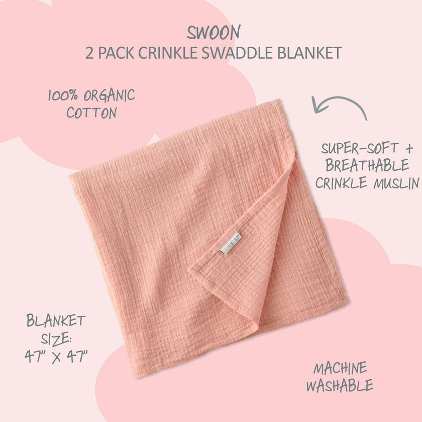 SWOON 2-Pack Crinkle Muslin Baby Swaddle Blanket