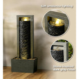 Teamson Home Framed Layered Rock Design Outdoor Water Fountain with Warm Glow Lighting