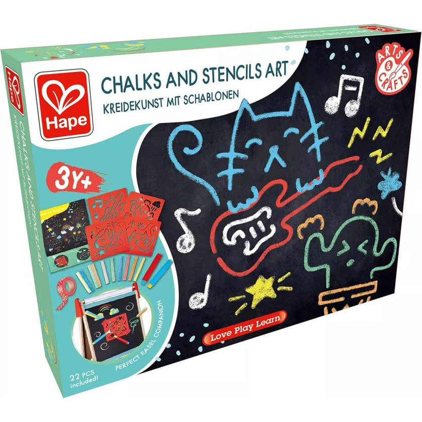 Hape: Chalks & Stencils Art - 22pcs