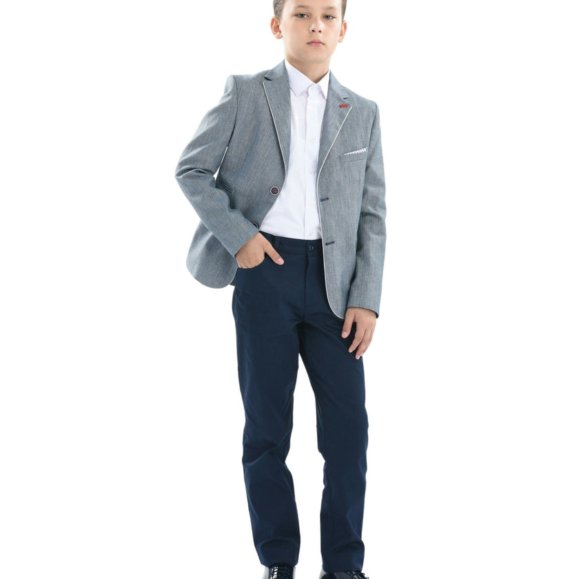 Cool Gray Embroidered Blazer