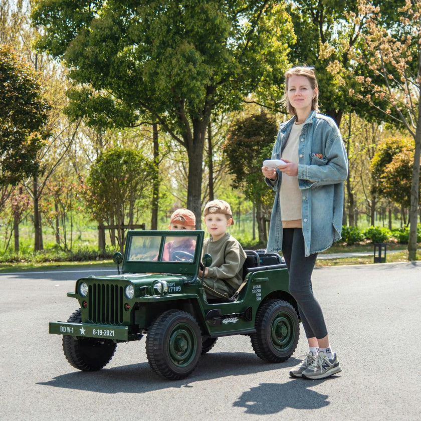 Military Willys 24V 3-Seater 4x4 Kids Ride-On Truck
