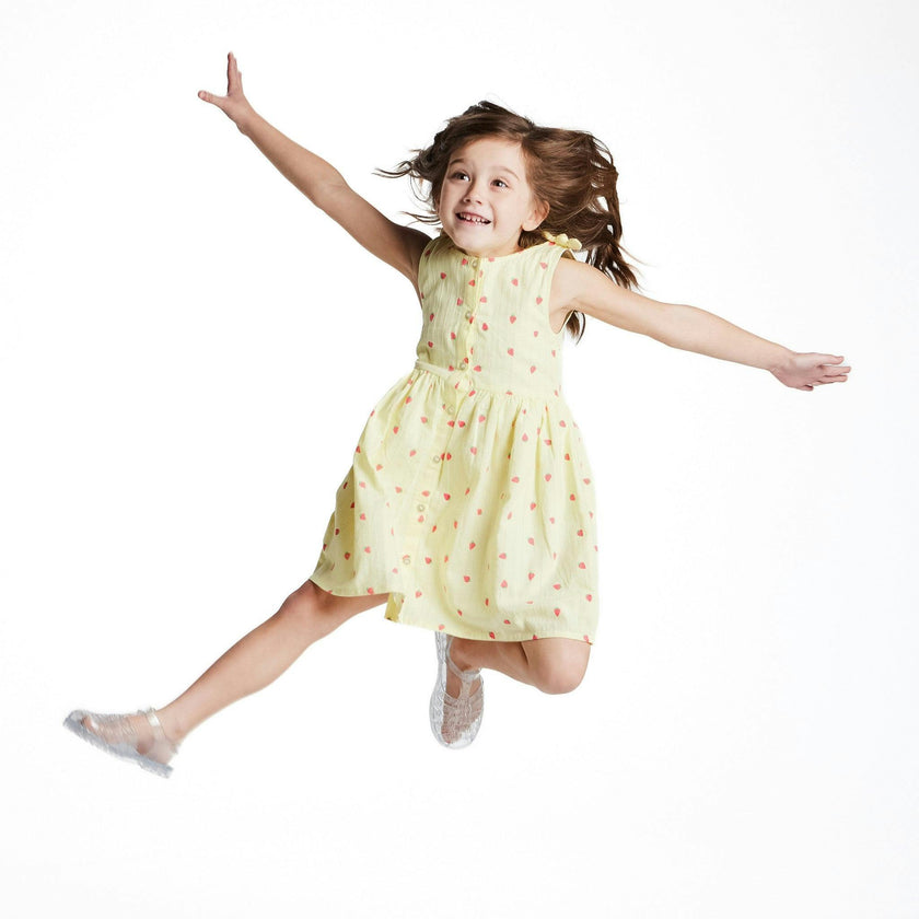 Button Front Dress | Yellow Strawberry