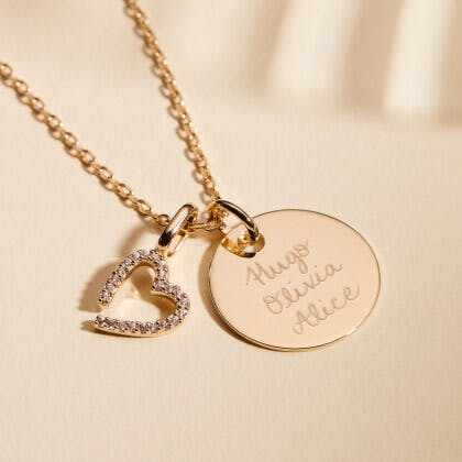 Personalized Crystal Necklace, 14k Gold Plated