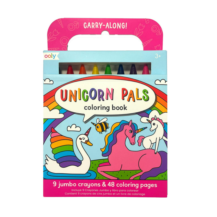 Carry Along! Coloring Book and Crayon Set - Unicorn Pals - Set of 9 Crayons