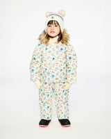 Baby Snug One Piece Snowsuit Adapted For Car Seats White With Floral Print