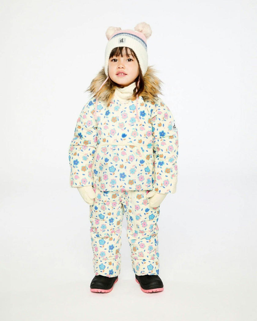 Baby Snug One Piece Snowsuit Adapted For Car Seats White With Floral Print