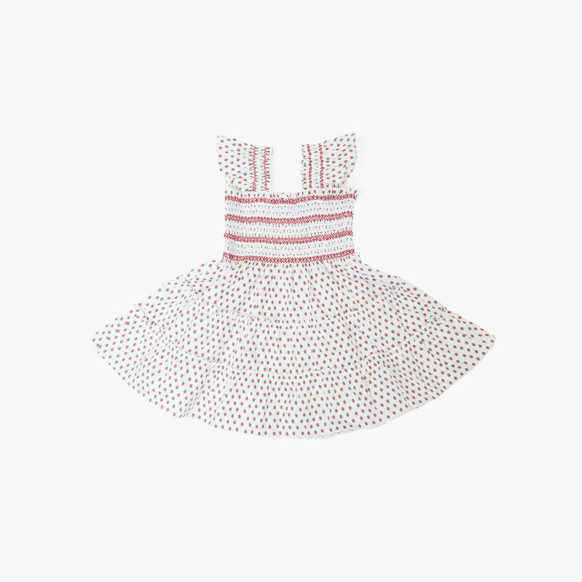 The Tiny Ellie Nap Dress - White Poppy Half Drop
