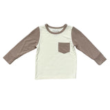 Boys Long Sleeve Colorblock Pocket Shirt in Portabella