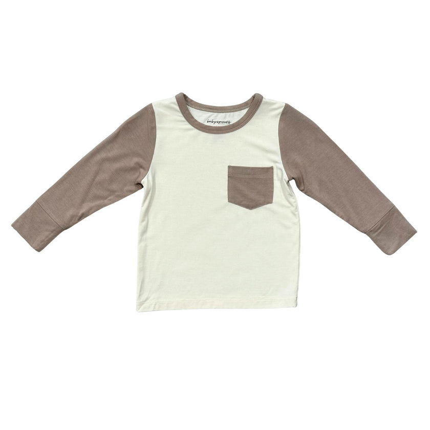 Boys Long Sleeve Colorblock Pocket Shirt in Portabella