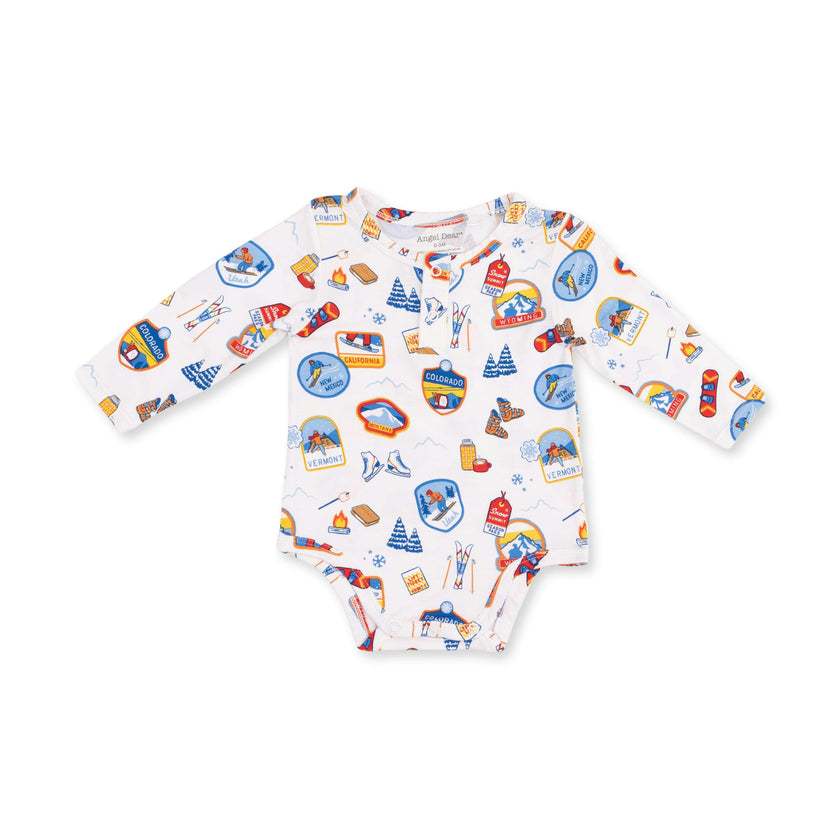 Vintage Ski Patches - Henley Bodysuit