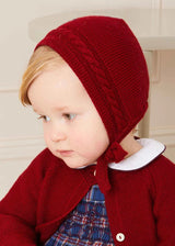 Contrast Trim 3 Button Cardigan in Red (3-18mths)