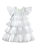 White Tulle Ruffle Dress For Girls