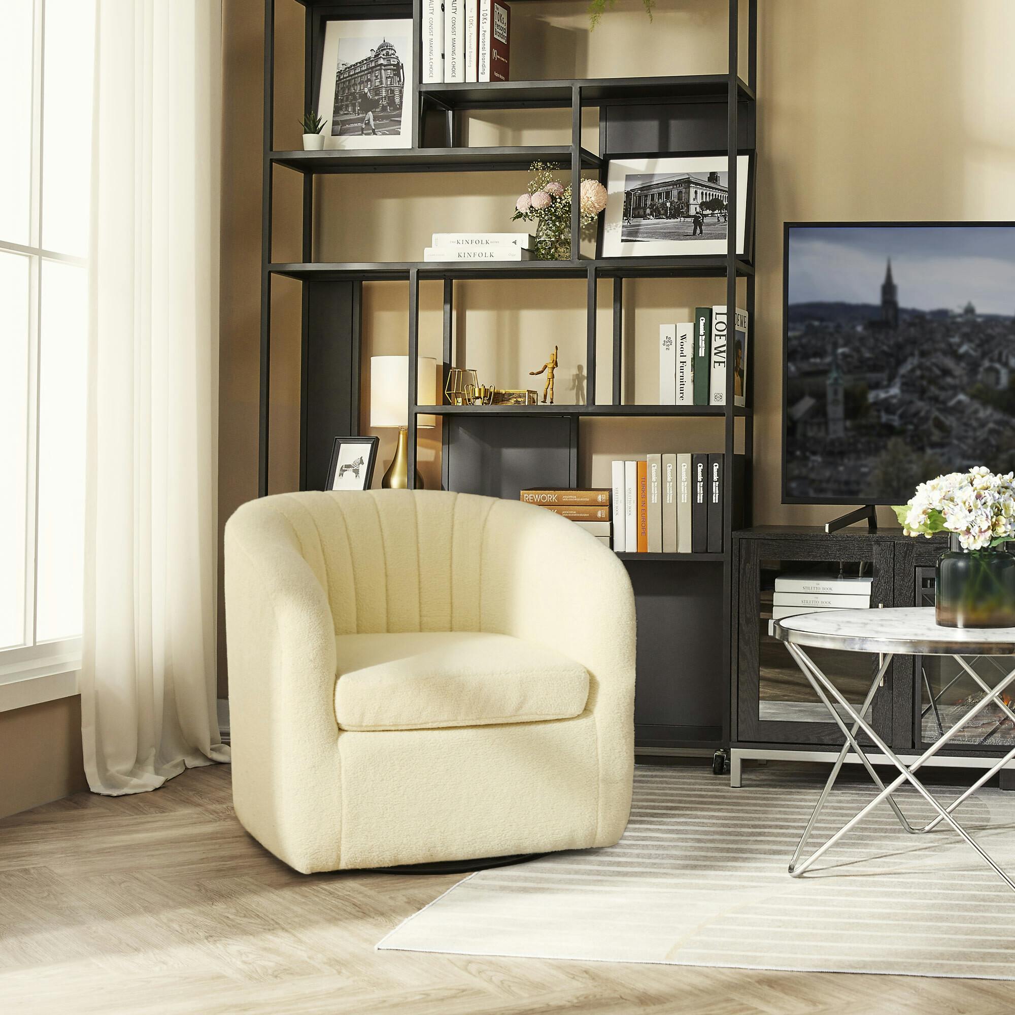 Monroe Faux Shearing Swivel Tub Chair